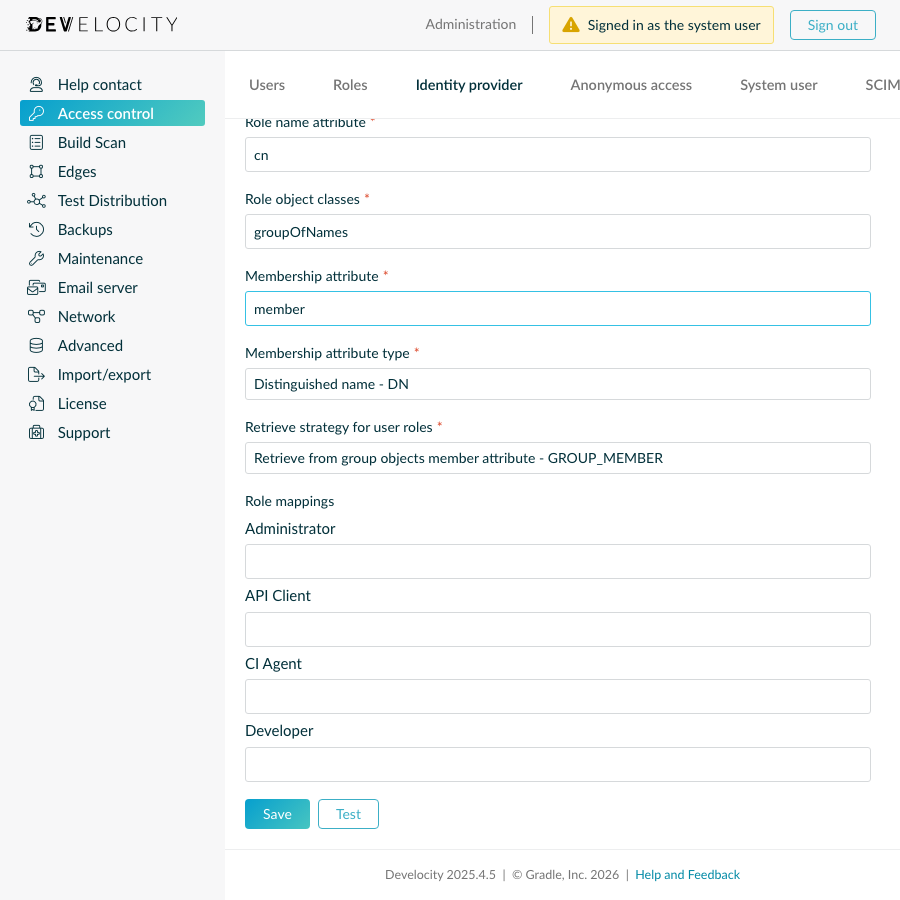 LDAP role mapping