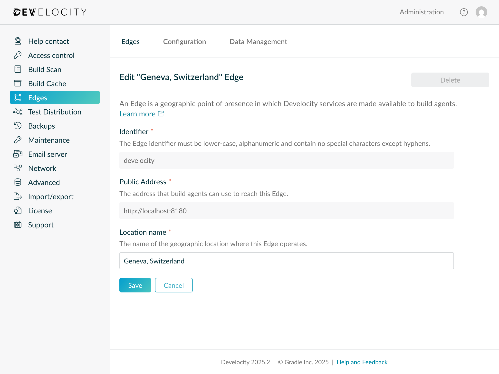 Setting the Develocity Server Location Name