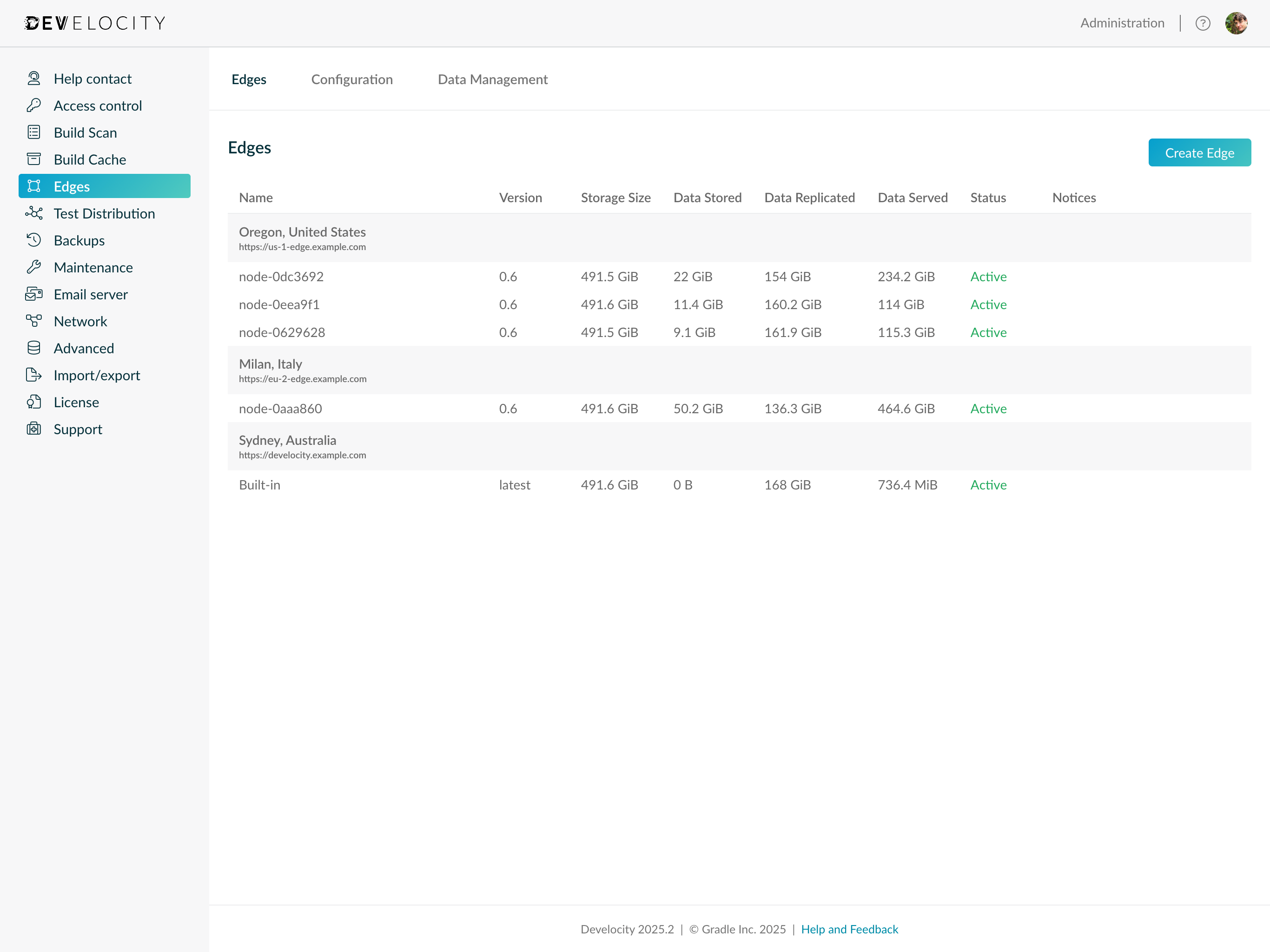 Develocity Edge Administration Dashboard