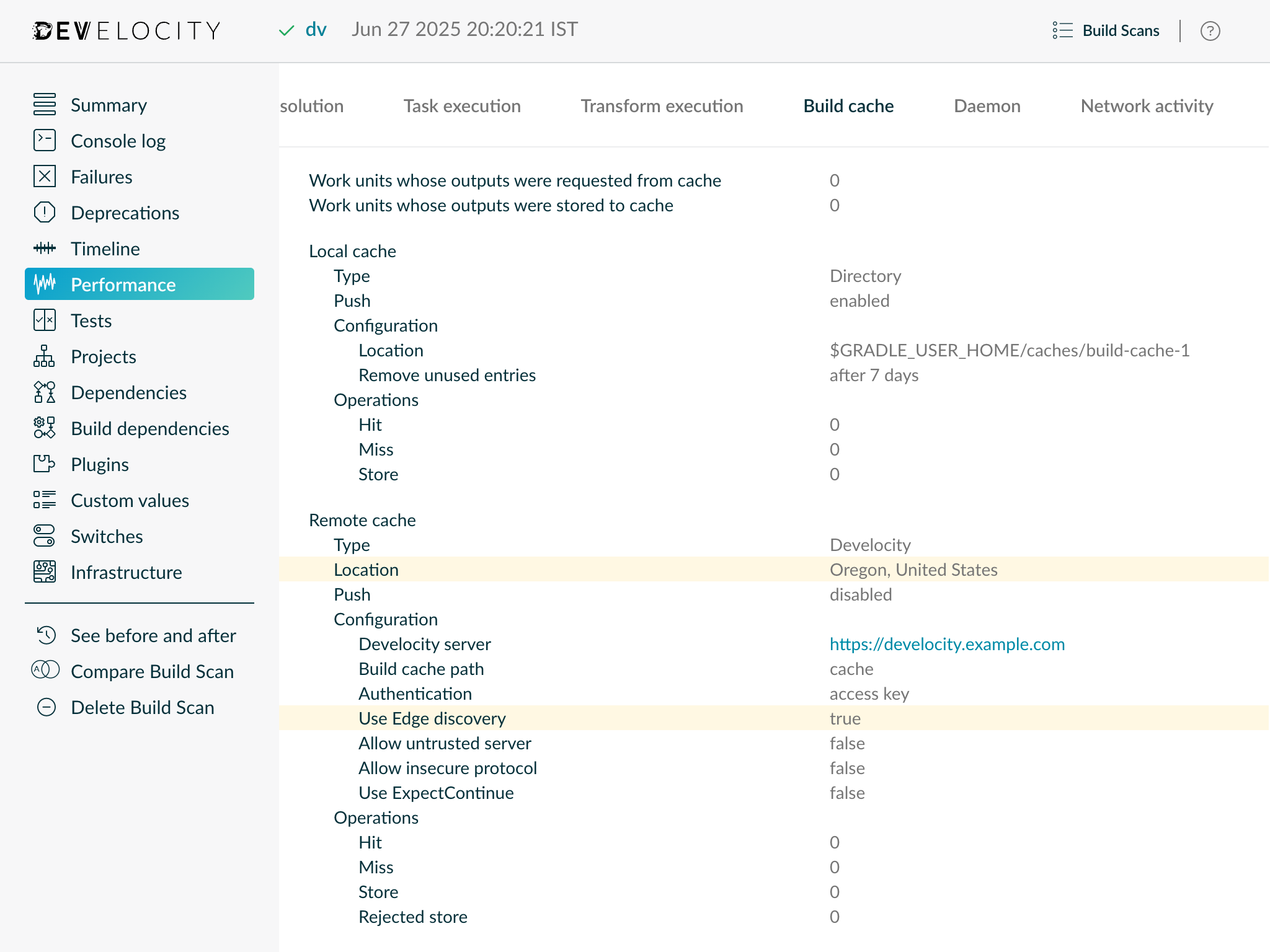 Example Showing That Edge Discovery Is Enabled