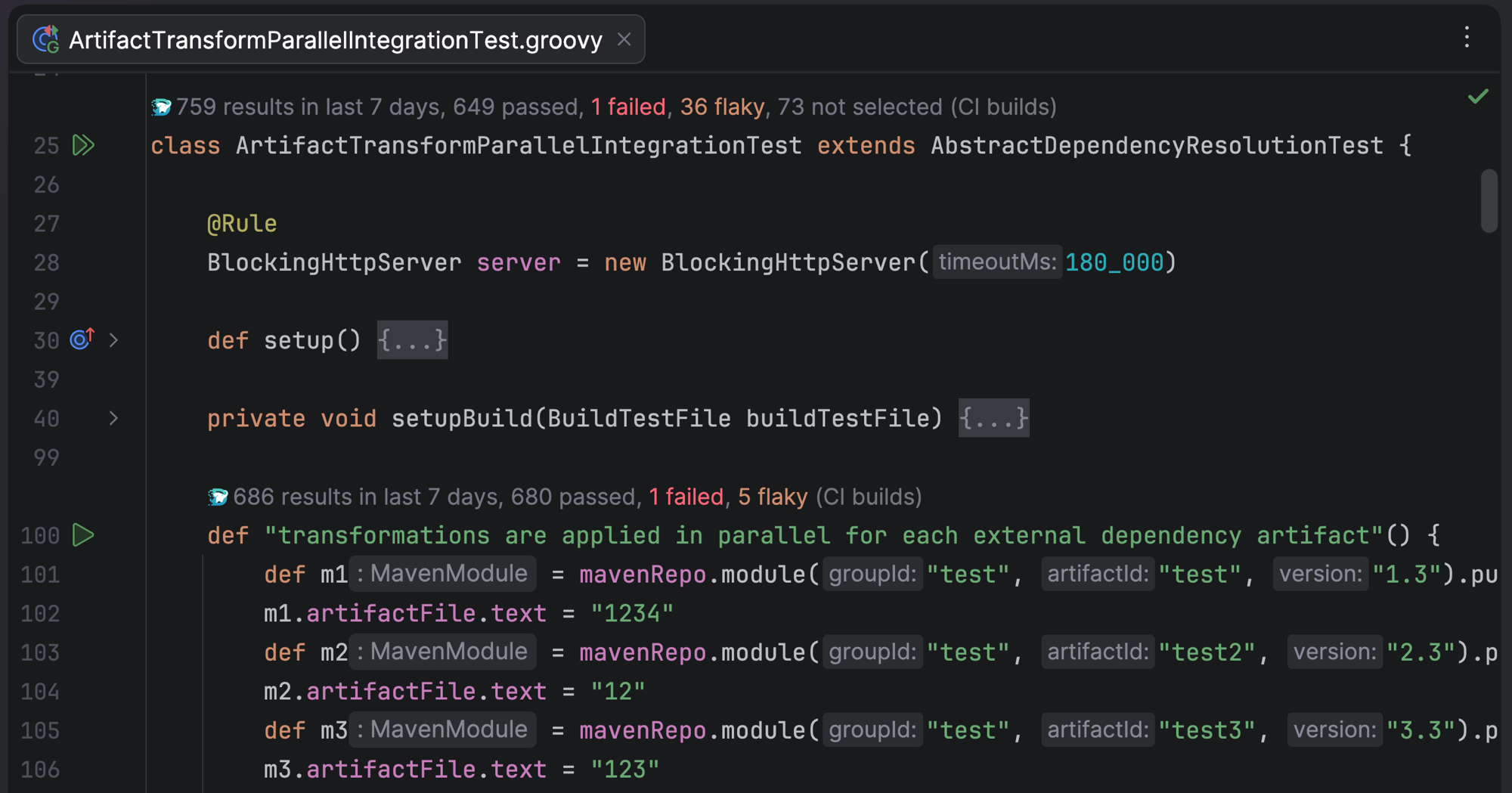 Test history